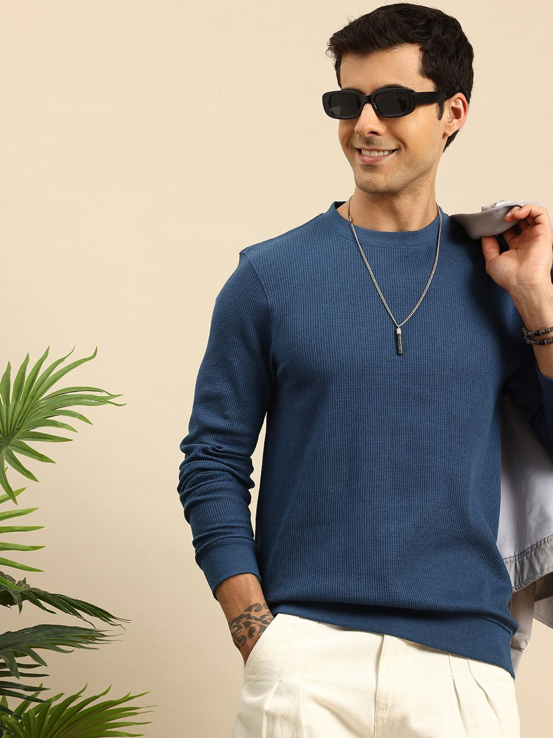 Image of Mast & Harbour Full Sleeve Solid Men Sweatshirt