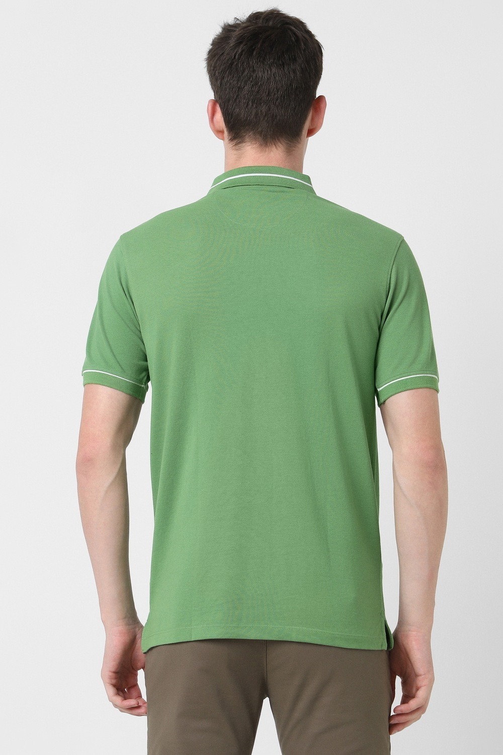 Image of PETER ENGLAND Solid Men Polo Neck Green T-Shirt