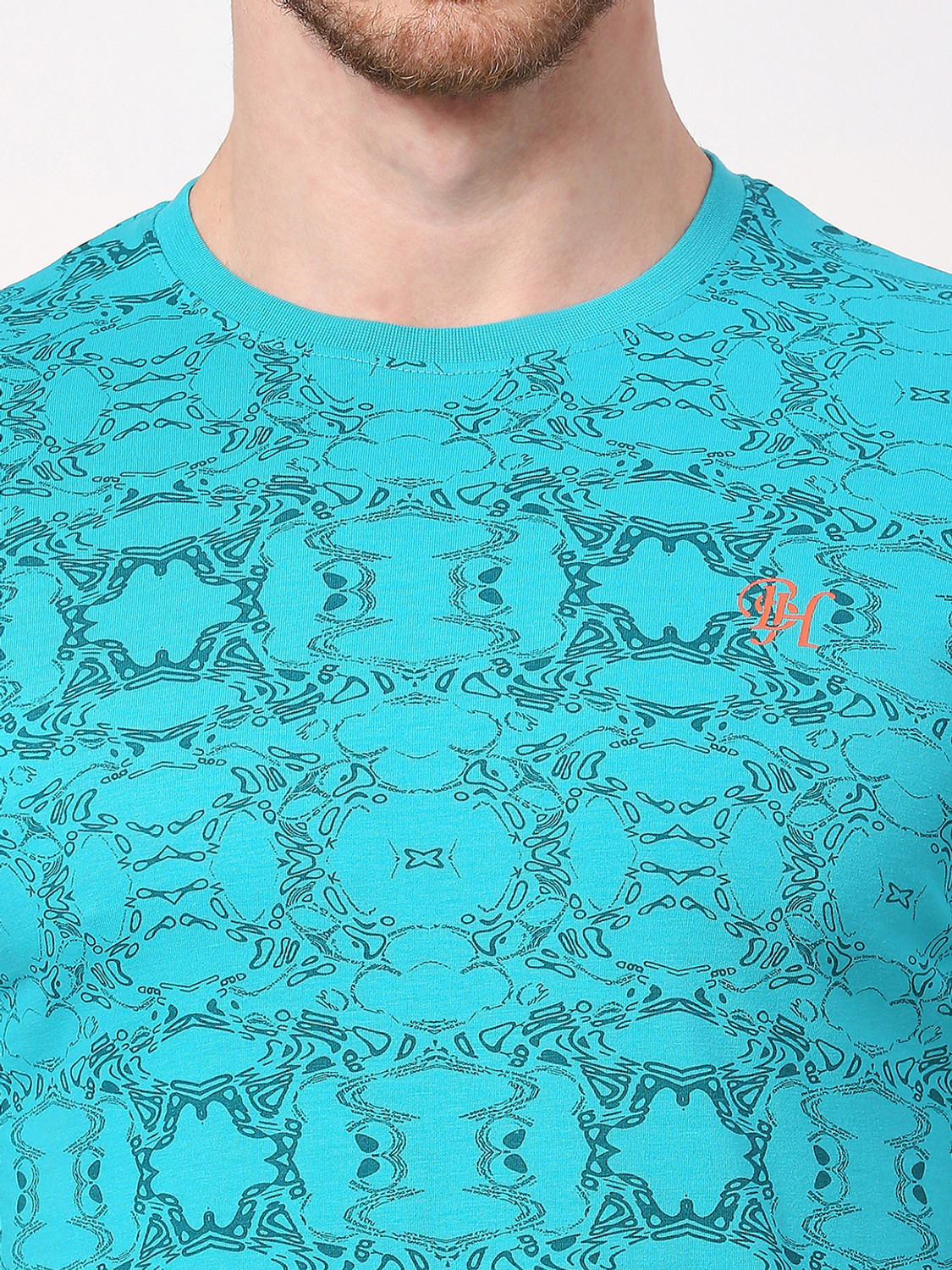 Image of BEING HUMAN Printed Men Round Neck Blue T-Shirt