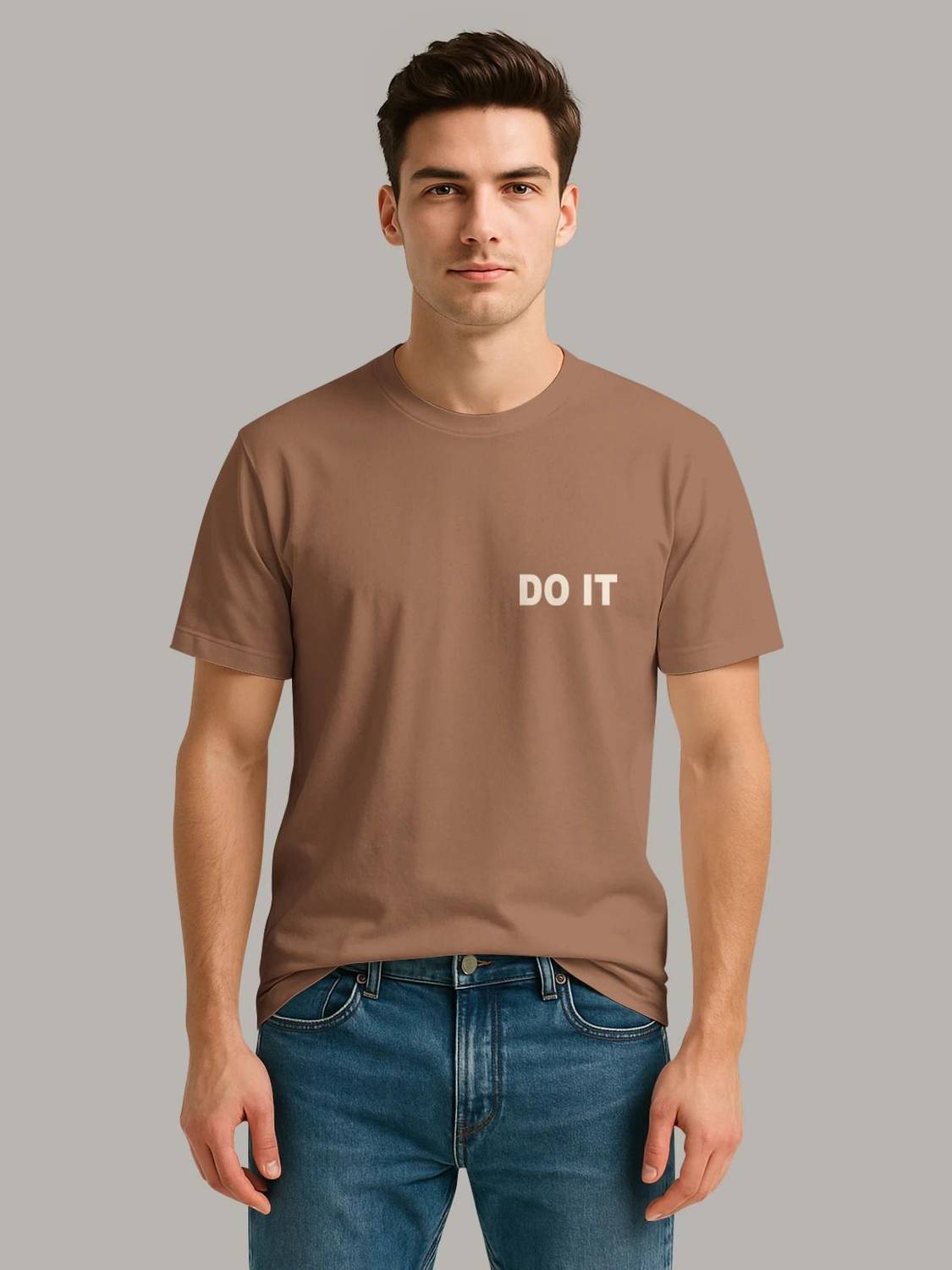 Bullmer Graphic Print Men Round Neck Brown T-Shirt