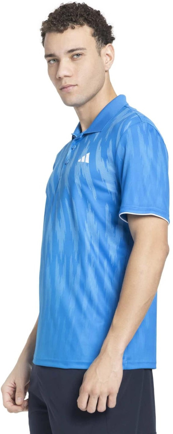 Image of ADIDAS Printed Men Hooded Neck Blue T-Shirt
