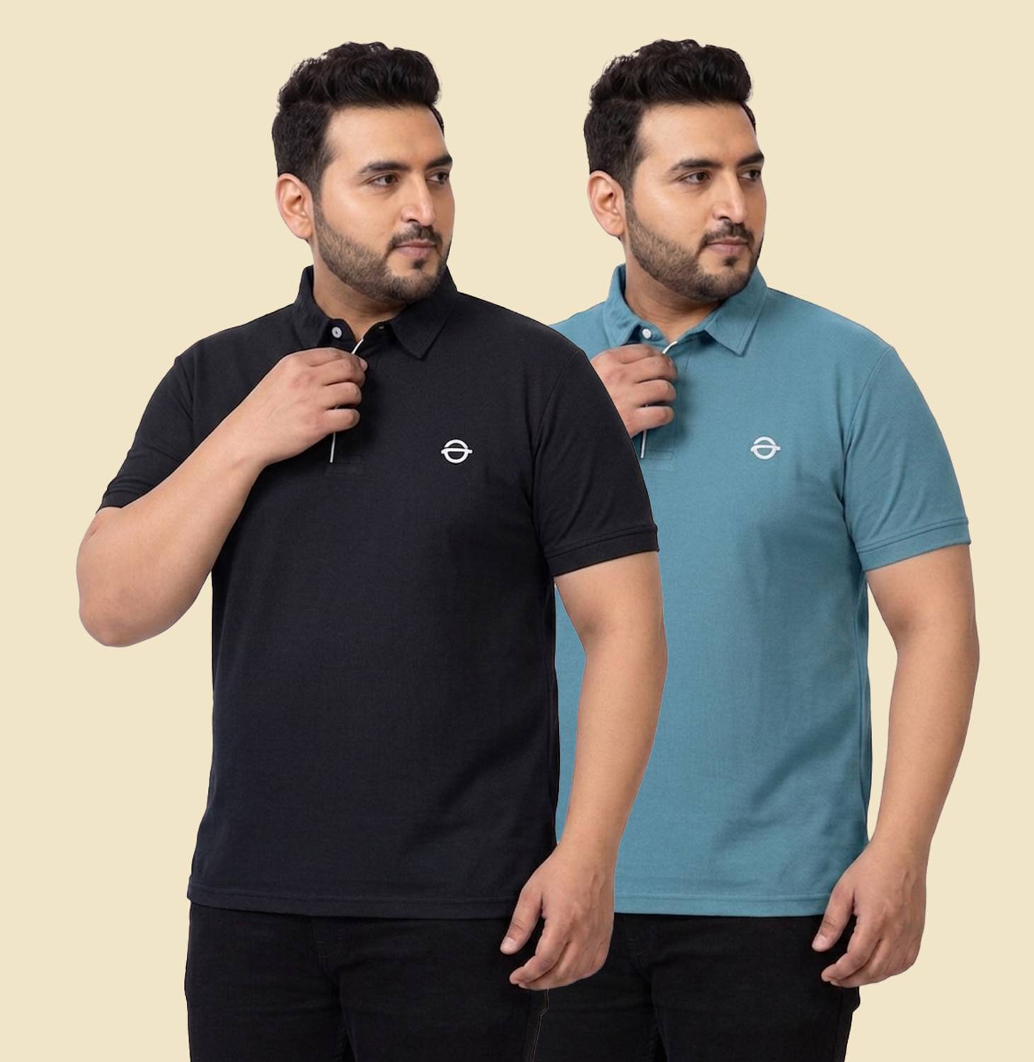 OSCILLATE Pack of 2 Men Solid Polo Neck Polycotton Multicolor T-S