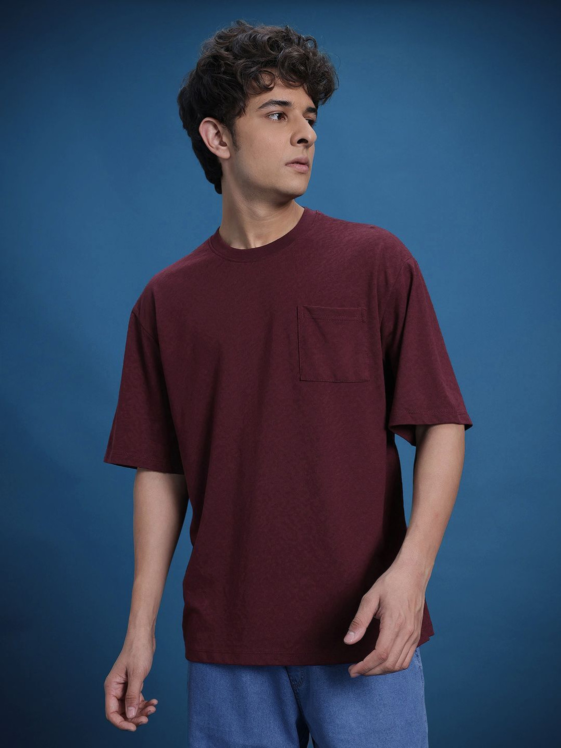 Image of Roadster Solid Men Round Neck Brown T-Shirt