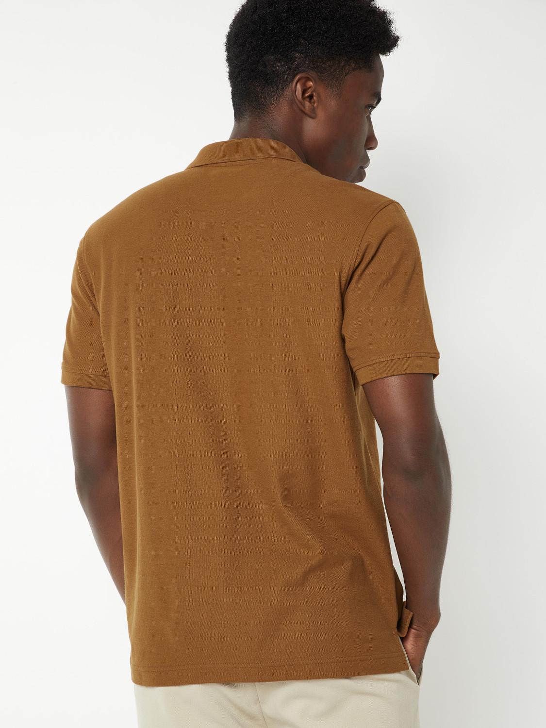 Image of MAX Self Design Men Polo Neck Yellow T-Shirt