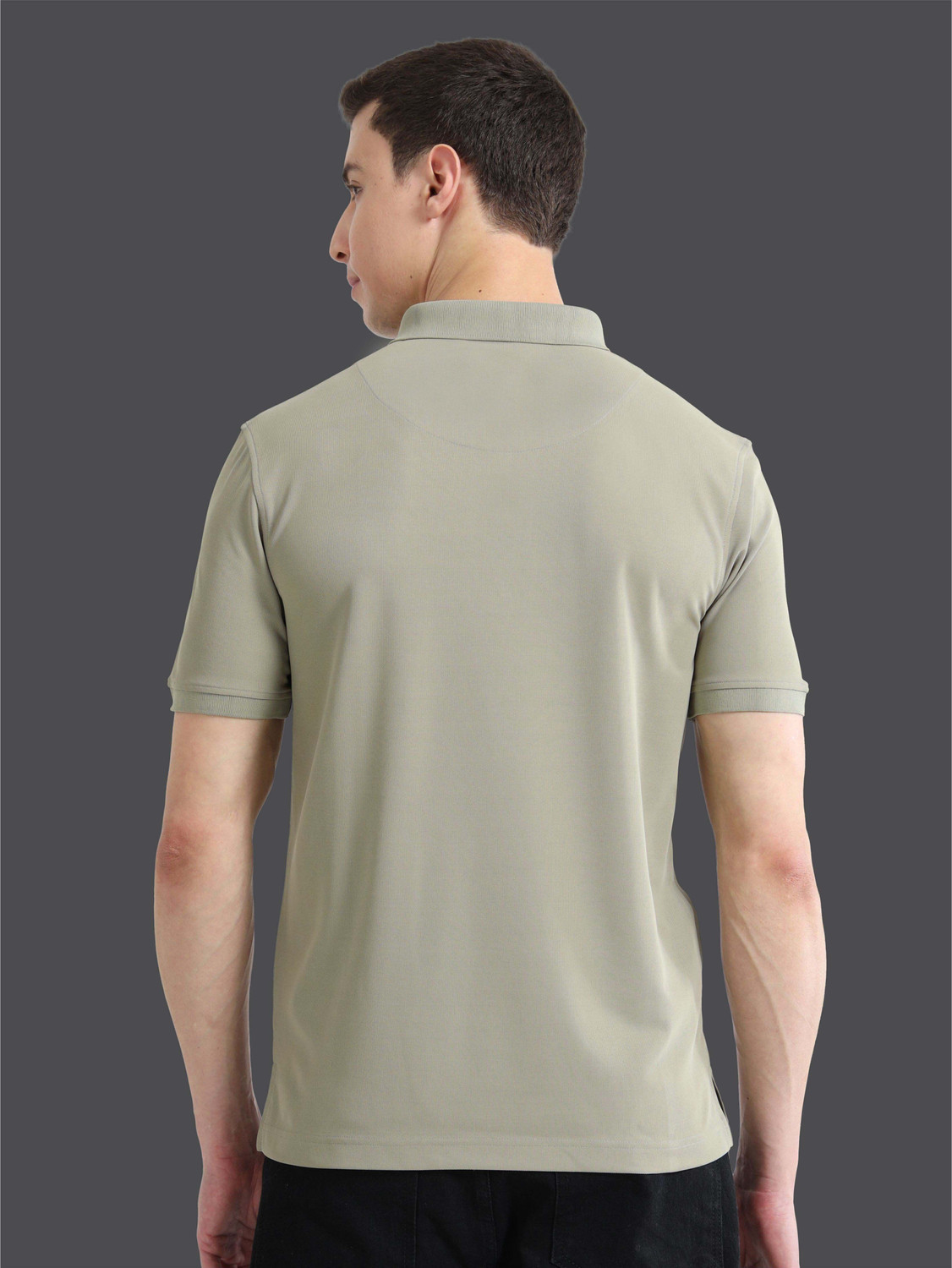 Image of Stellers Solid Men Polo Neck Grey T-Shirt
