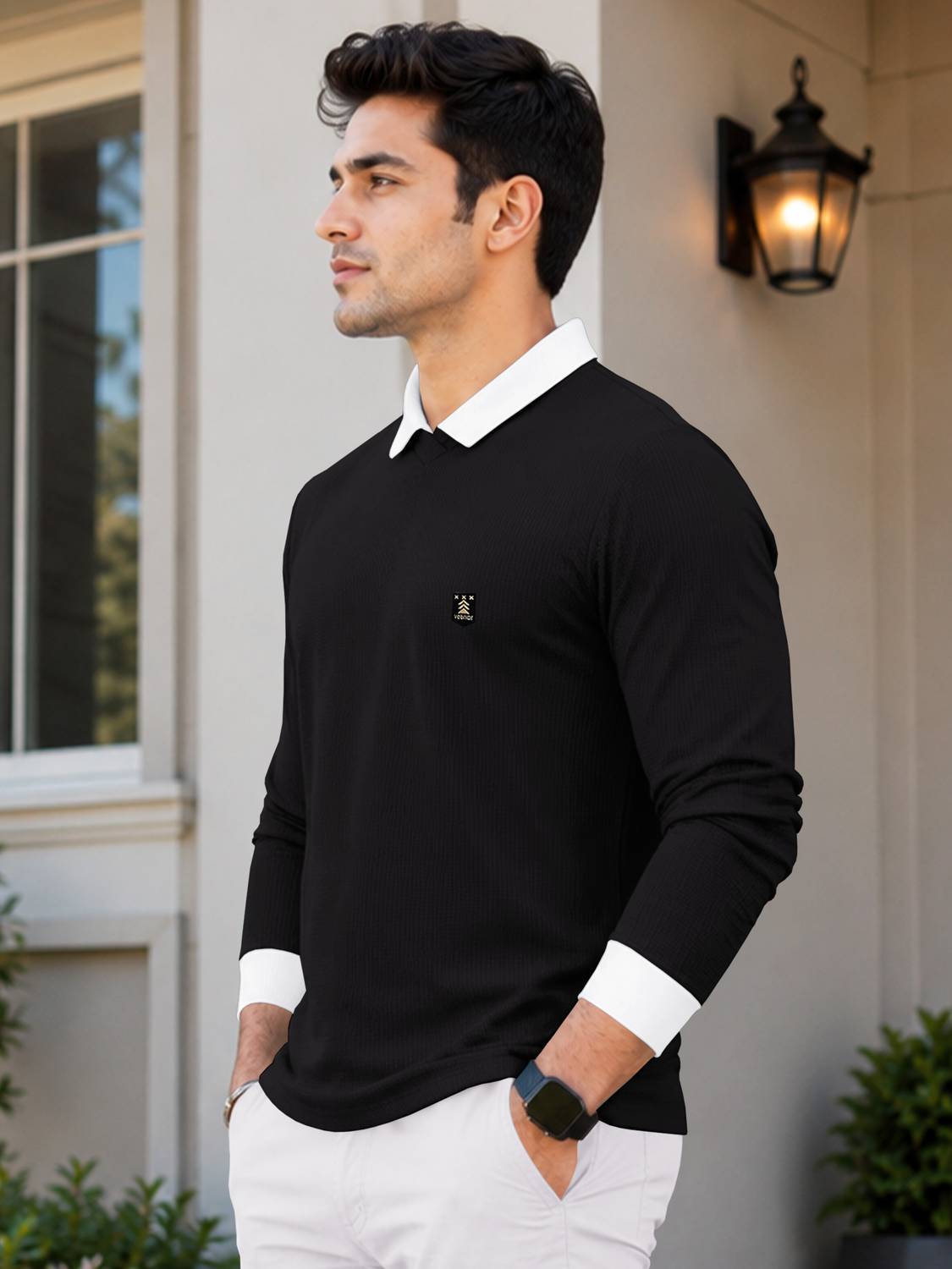 VeBNoR Men Polo Neck Black T-Shirt - Image 5