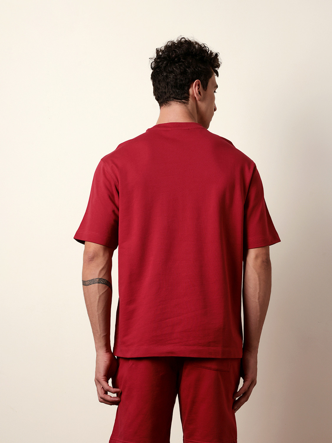 Image of THE BEAR HOUSE Solid Men Round Neck Red T-Shirt