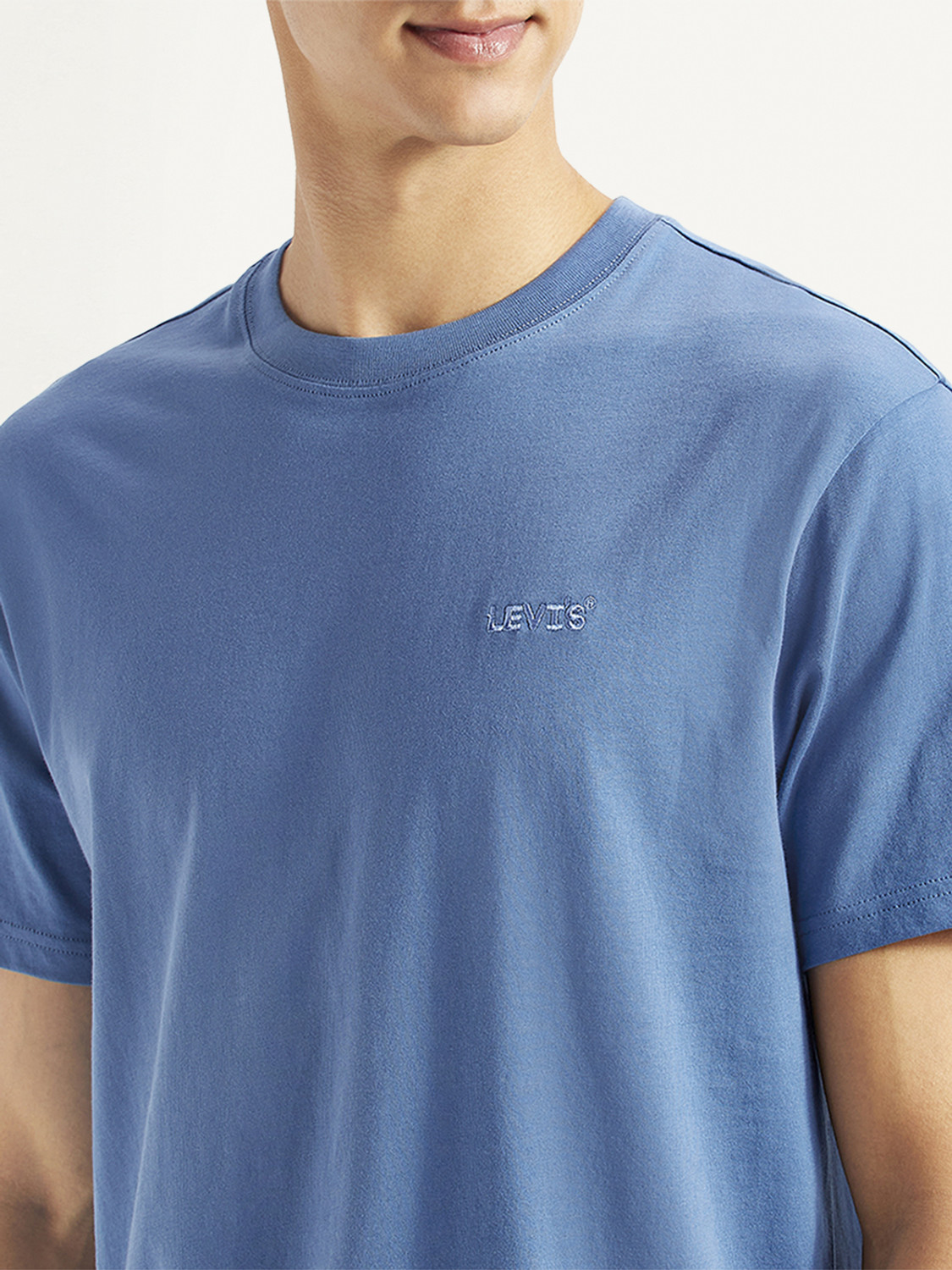 Image of LEVI'S Solid Men Crew Neck Blue T-Shirt