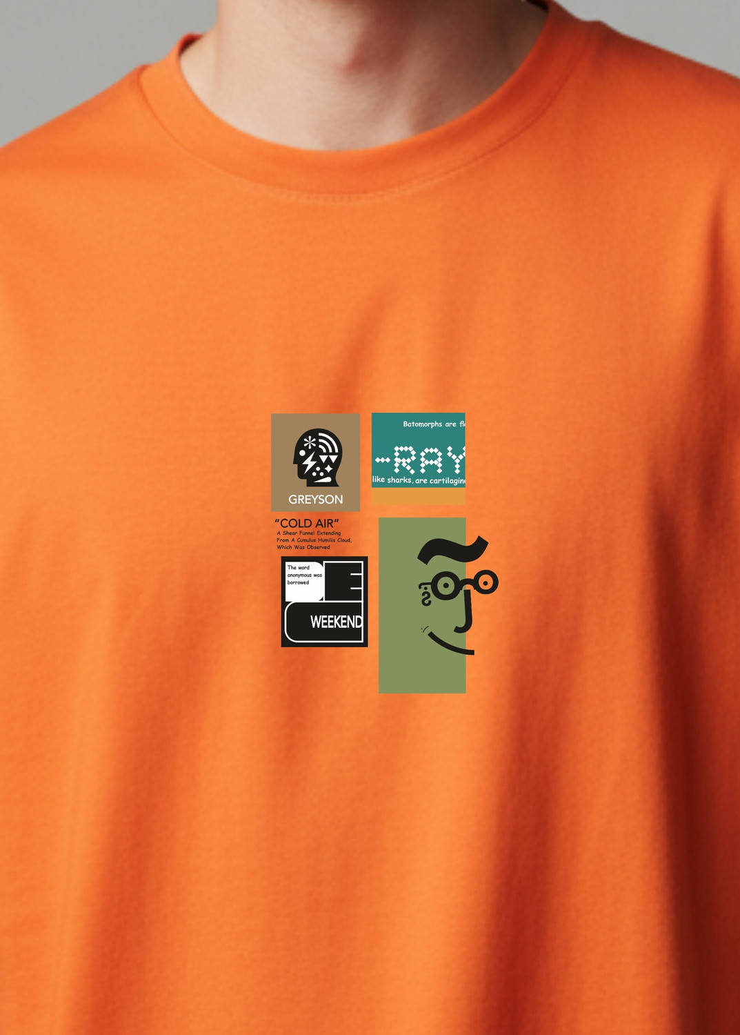 Image of UrGear Printed Men Round Neck Orange T-Shirt