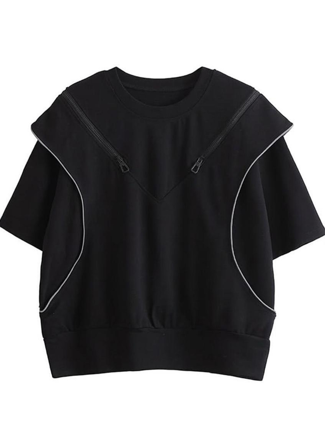 Image of youngcash Men Solid Round Neck Cotton Blend Black T-Shirt