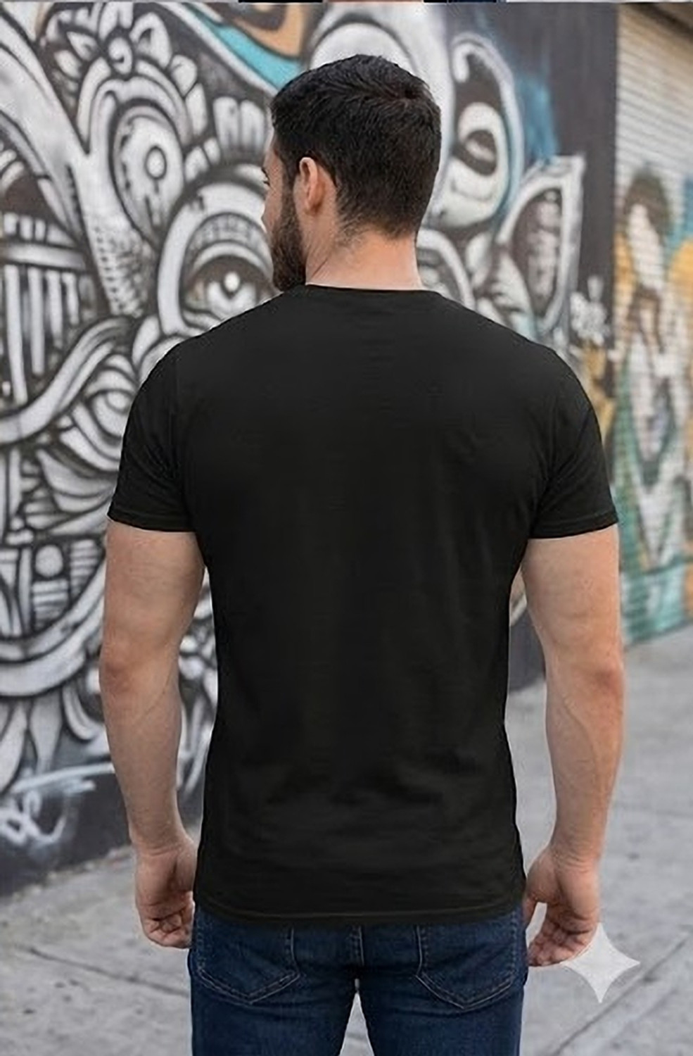 Image of KOZYKULT Typography Men Round Neck Black T-Shirt