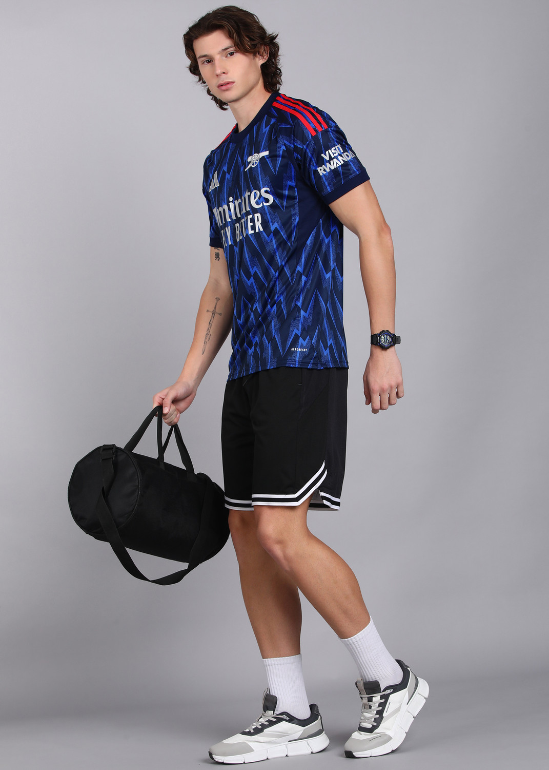 Image of ADIDAS Men Printed Round Neck Polyester Blue T-Shirt