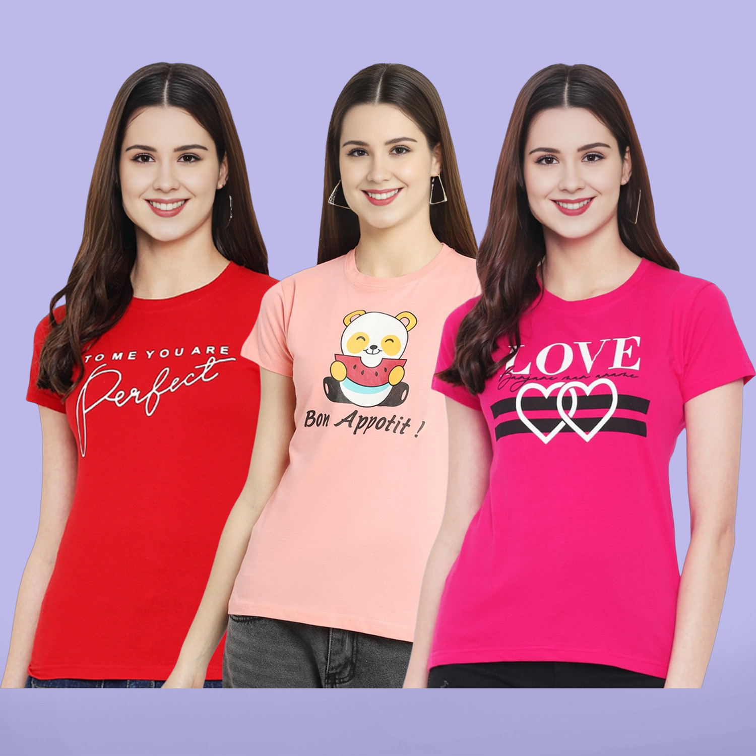 Image of METRONAUT Graphic Print Women Round Neck Multicolor T-Shirt
