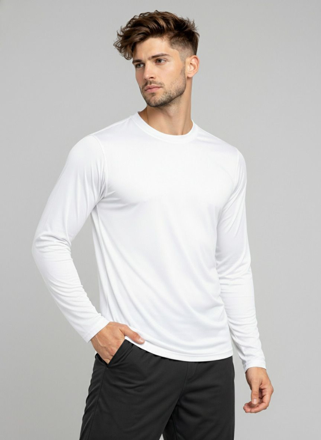 Image of Pochanki Solid Men Round Neck White T-Shirt