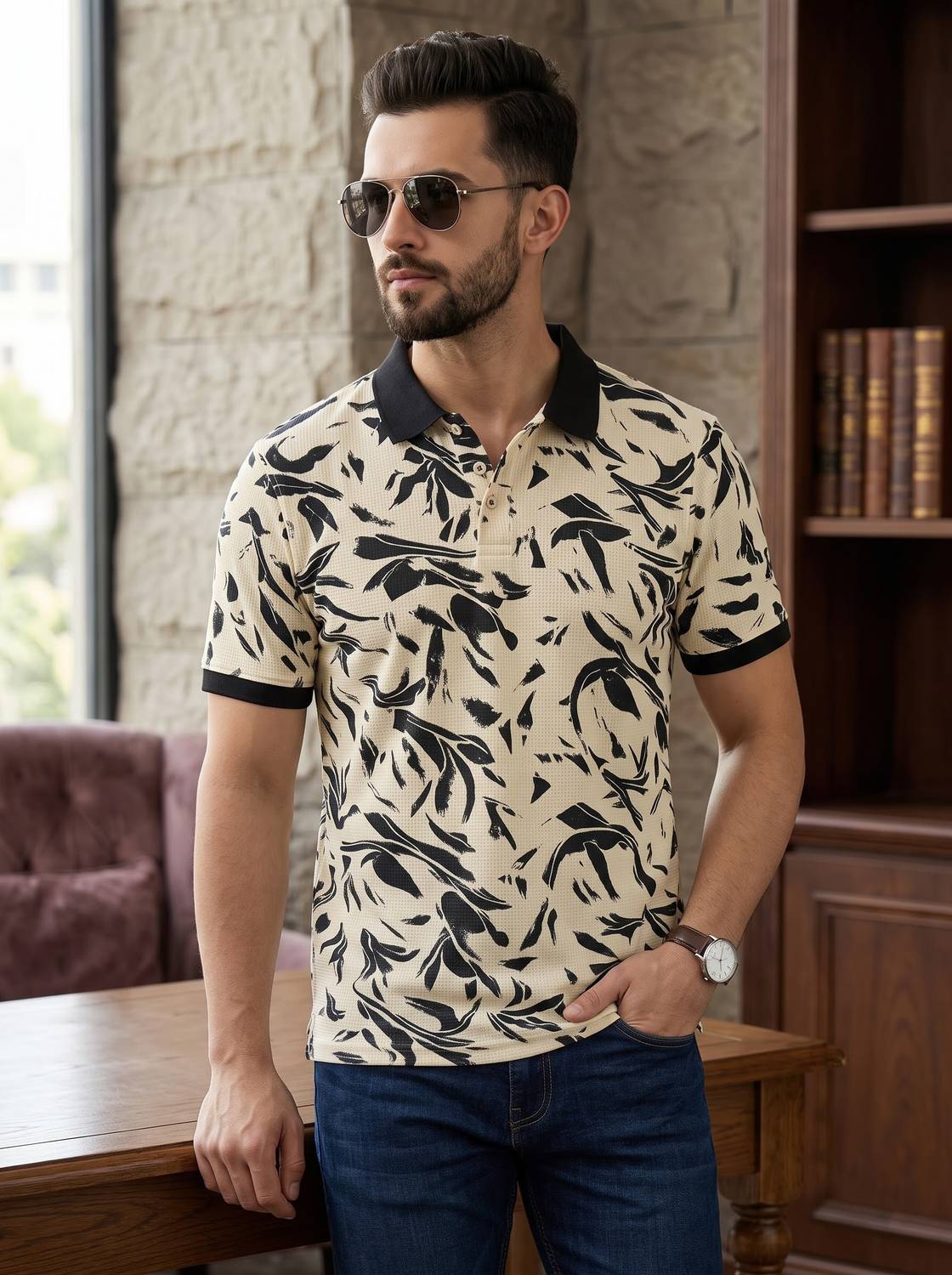 TshirtBuddy Multicolor Polo Neck T-Shirt