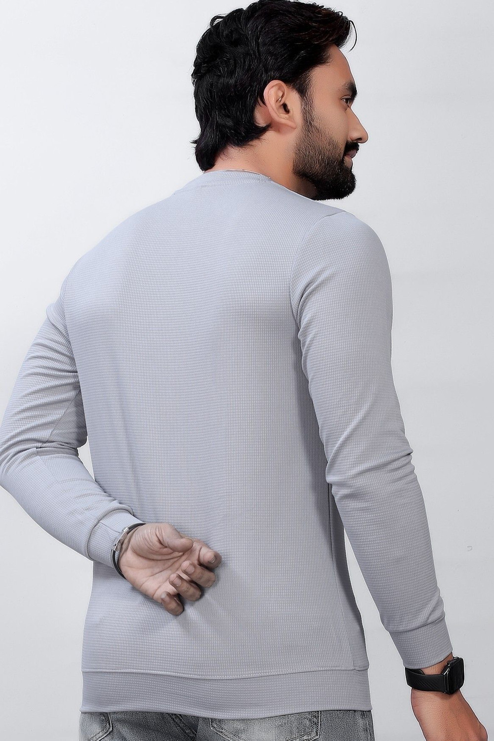 Image of sti Solid Men Round Neck Black, Grey T-Shirt