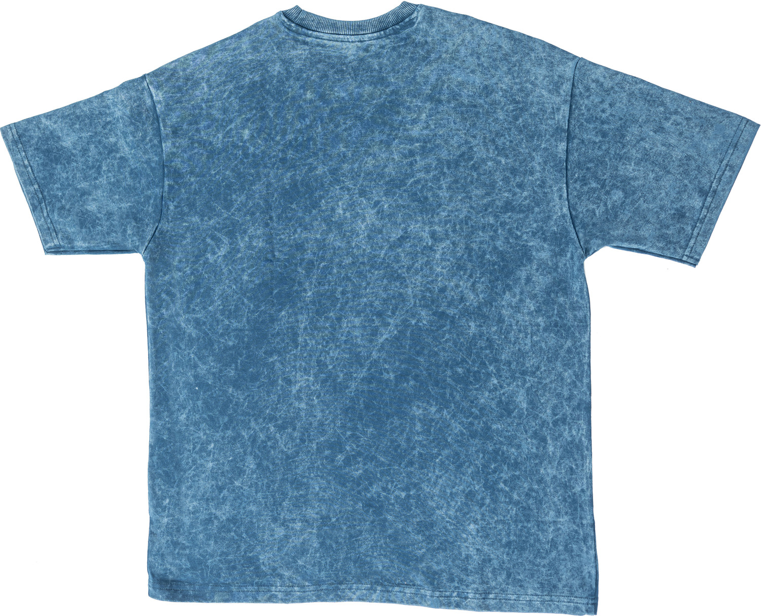 Image of poppshop Printed, Washed Men Round Neck Blue T-Shirt