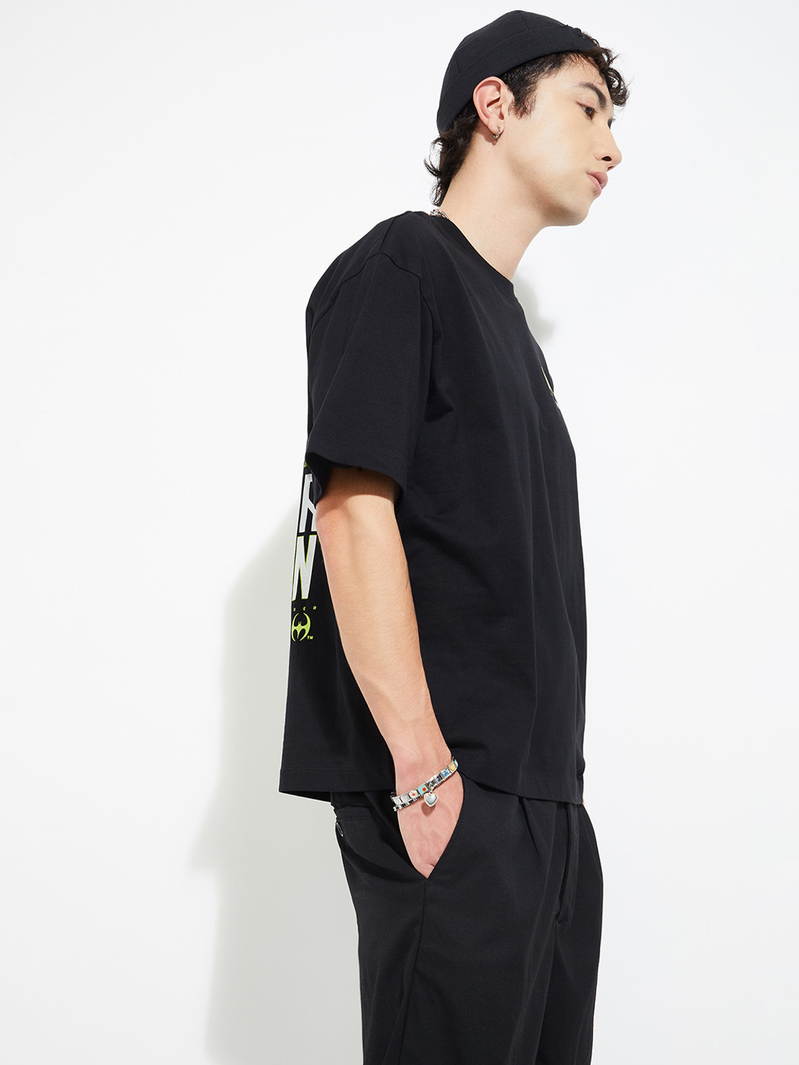 Image of MAX Printed Men Round Neck Black T-Shirt
