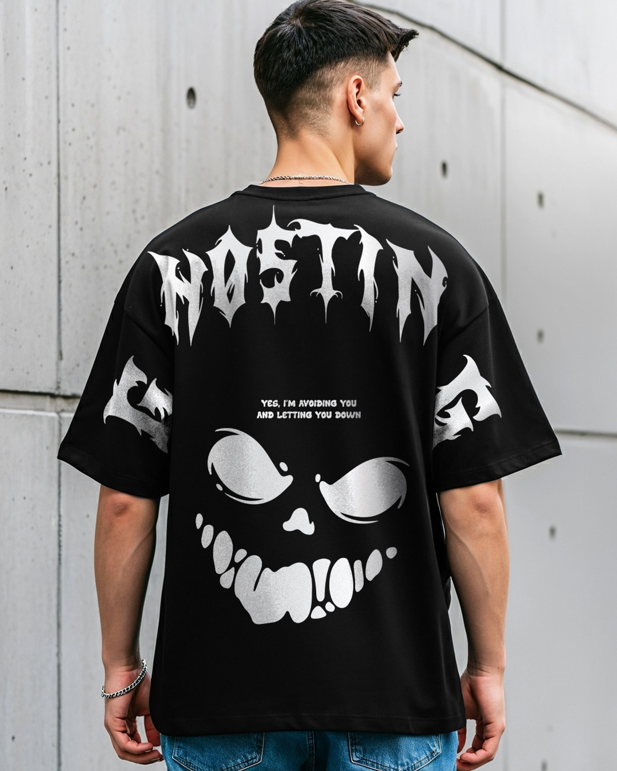 Image of BEWAKOOF Graphic Print Men Round Neck Black T-Shirt