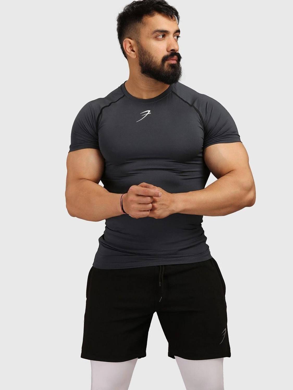 FuaarK Men Grey Round Neck T-Shirt - Image 1