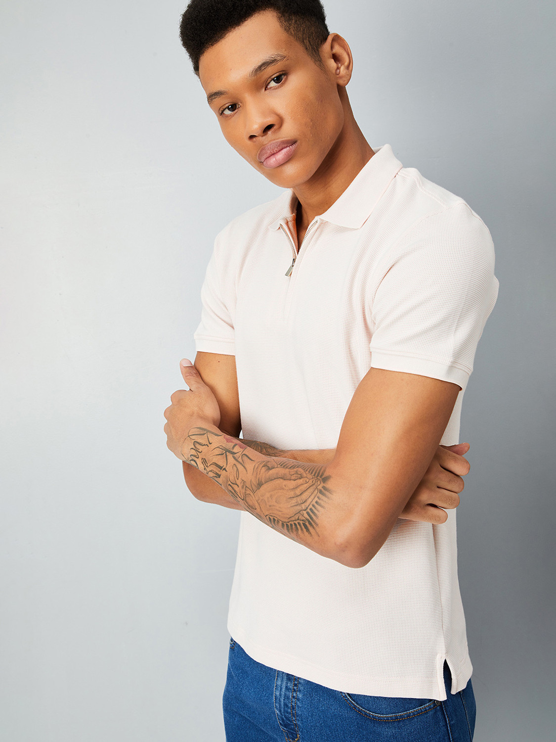 Image of MAX Solid Men Polo Neck Pink T-Shirt
