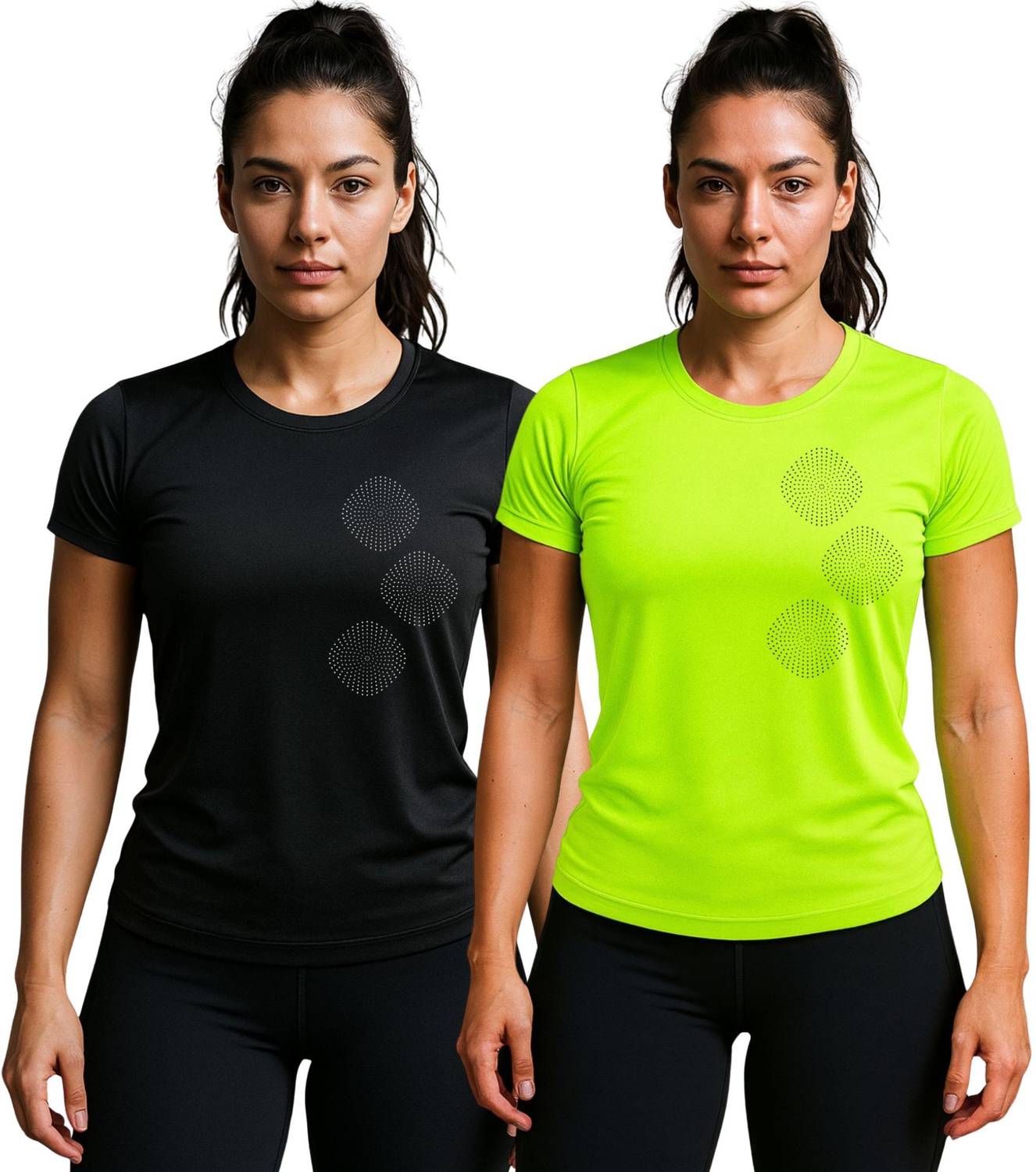 3colors Solid Women Round Neck Black, Green T-Shirt