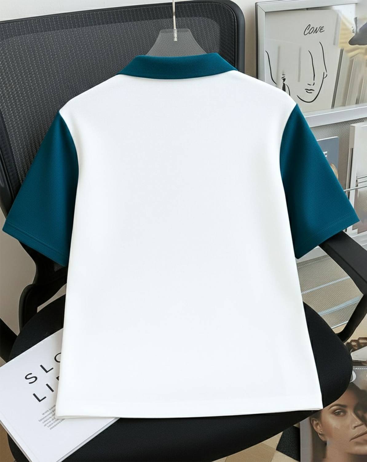 AUSK Colorblock Men Polo Neck Dark Blue T-Shirt - Image 2