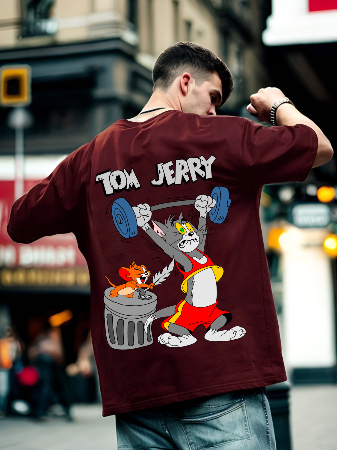 Image of Heartees Printed Men Round Neck Maroon T-Shirt