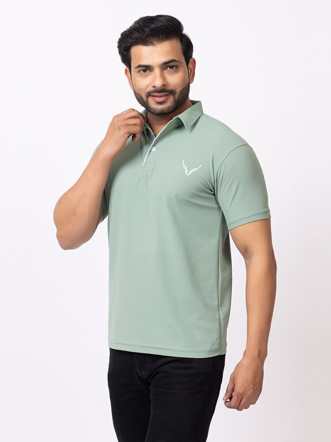 Image of BUFFARO Solid Men Polo Neck Brown, Green T-Shirt