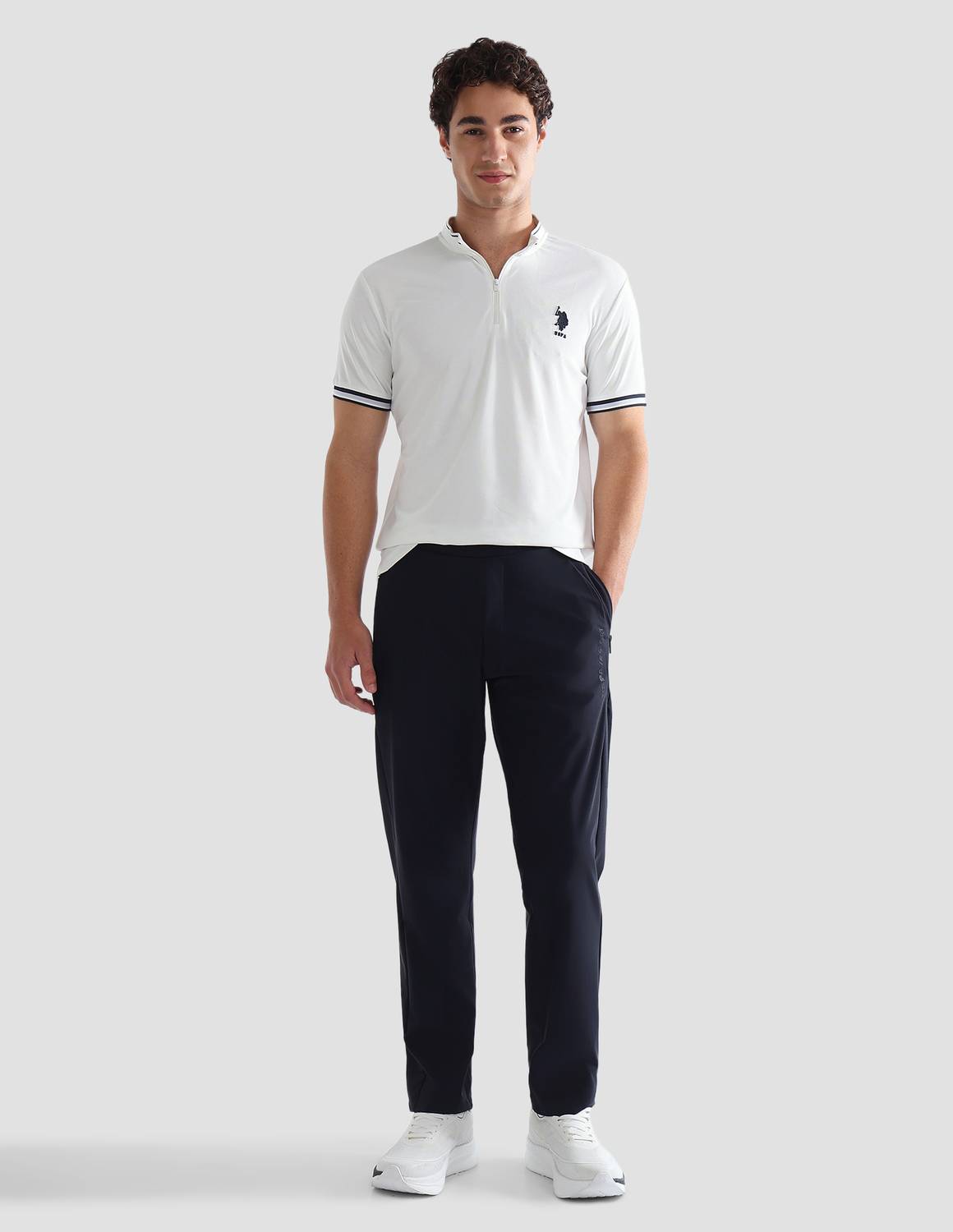 U.S. POLO ASSN. Men White Polo Neck T-Shirt - Image 3