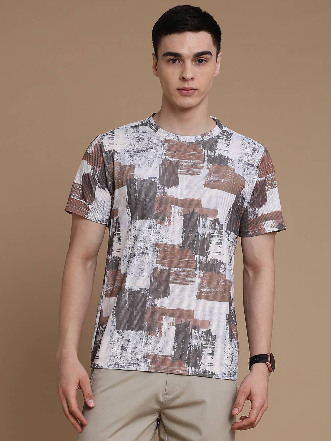 V-MART Men Multicolor Round Neck T-Shirt - Image 2