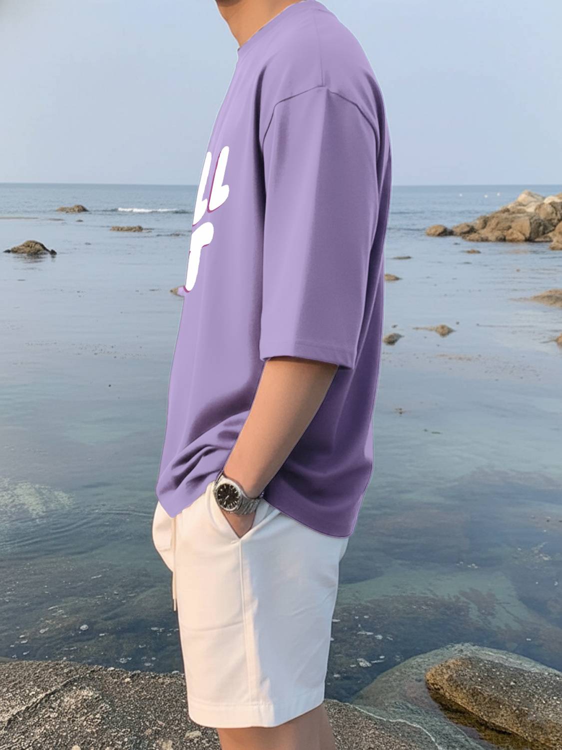 Leotude Purple Printed Round Neck T-Shirt - Image 2