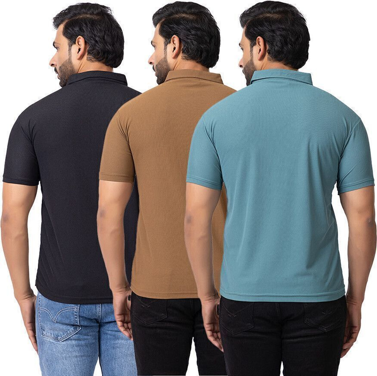 Image of BUFFARO Solid Men Polo Neck Multicolor T-Shirt