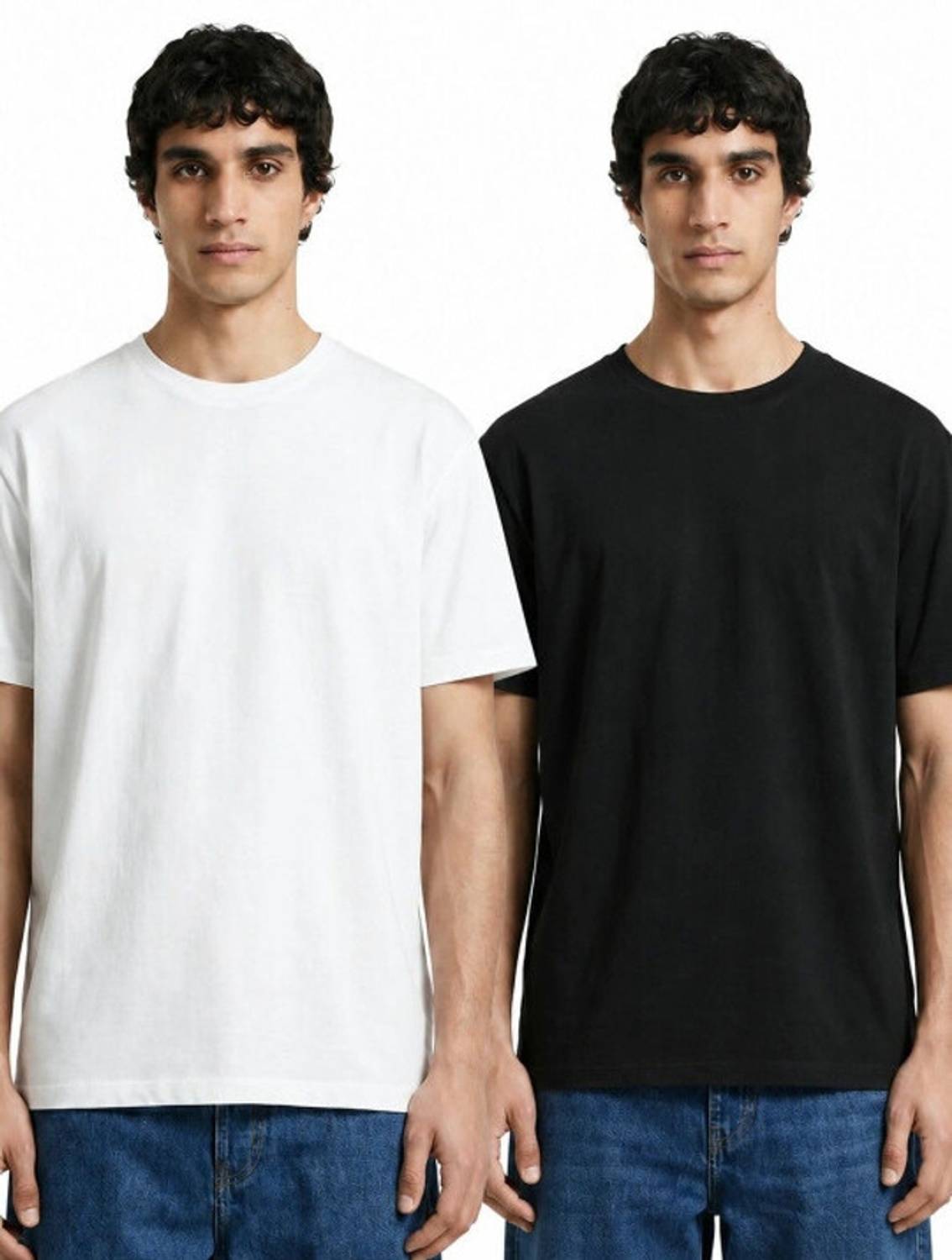 Clazzey Men Black, White Round Neck T-Shirt Pack of 2 - Image 1