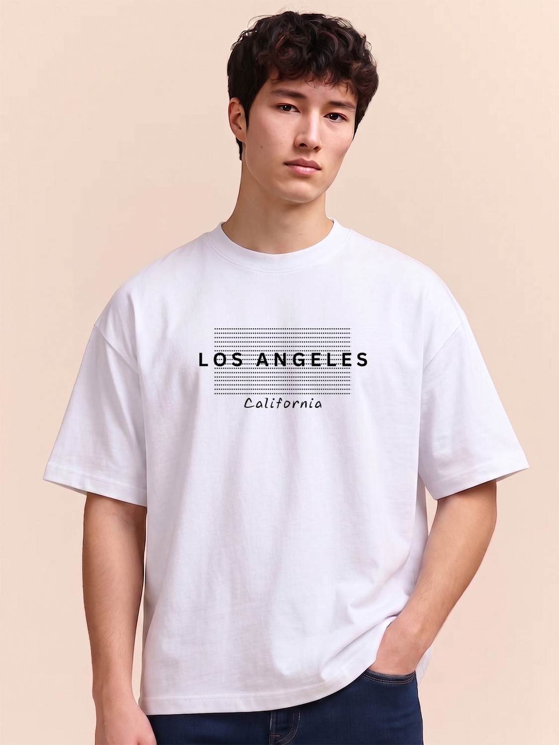 Image of fortyfive Typography Men Round Neck White T-Shirt