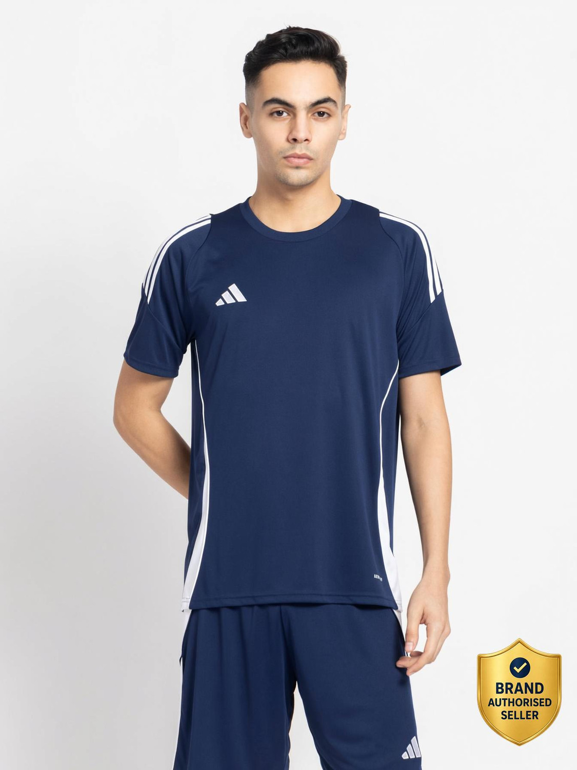 ADIDAS Printed Men Crew Neck Blue T-Shirt