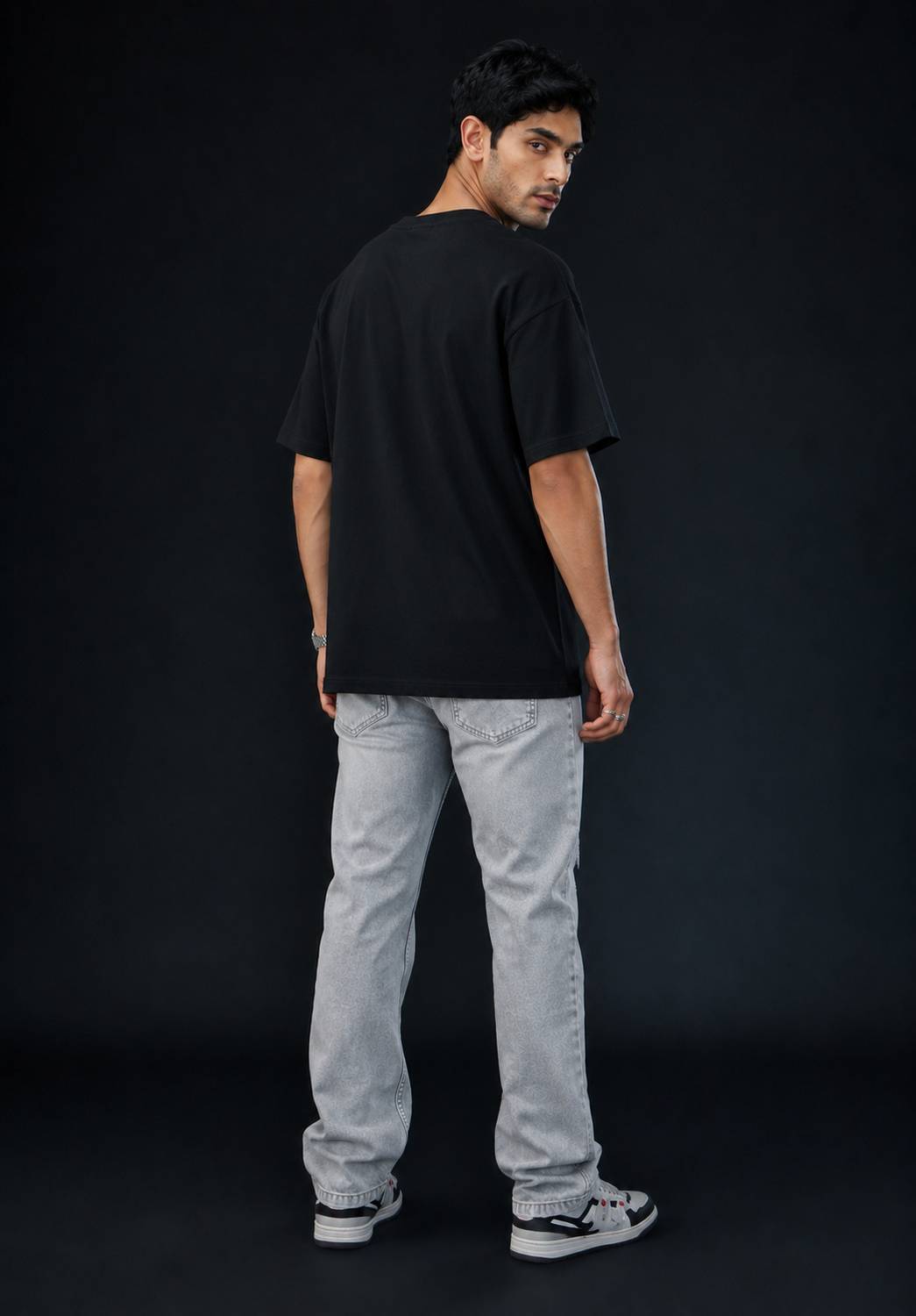 Woops Studio Printed Men's Round Neck Black T-Shirt - Image 2