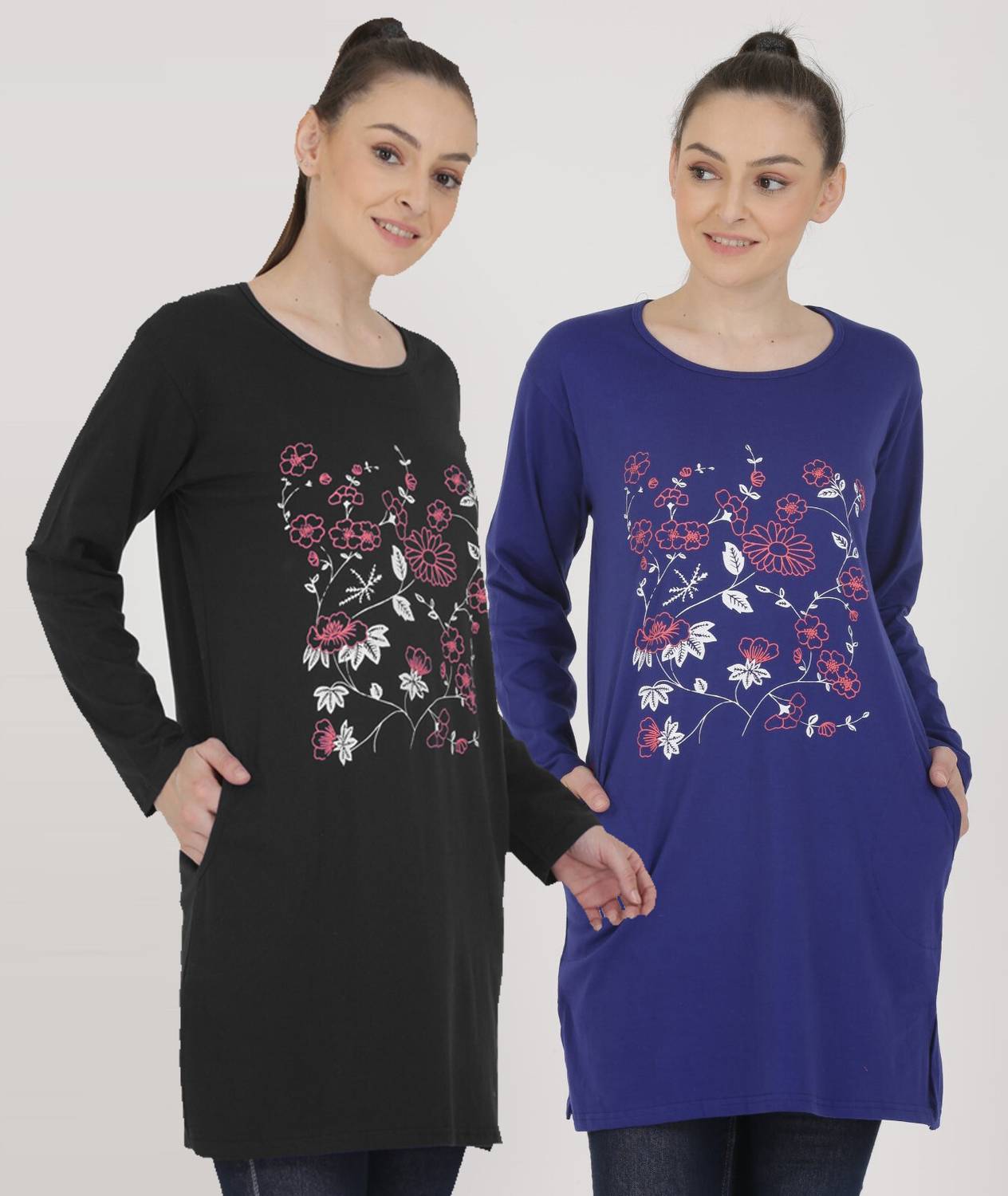 DASPRATION Printed Women Round Neck Black, Blue T-Shirt