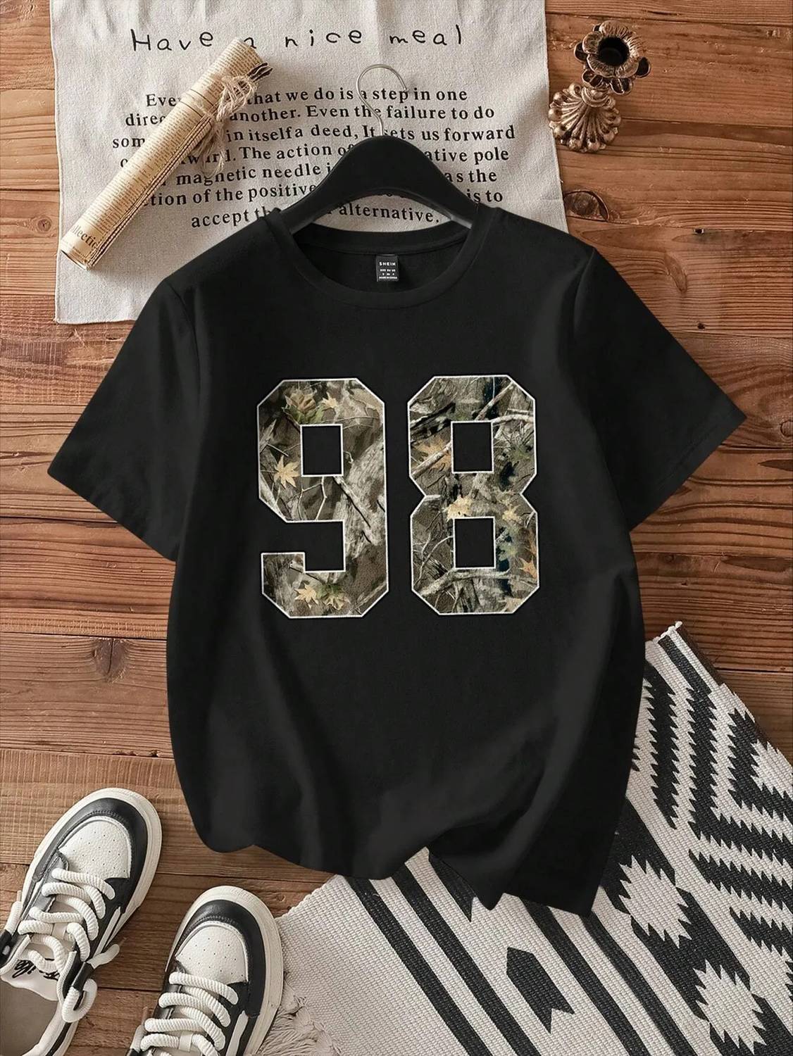 ELBATROSS Printed Women Round Neck Black T-Shirt