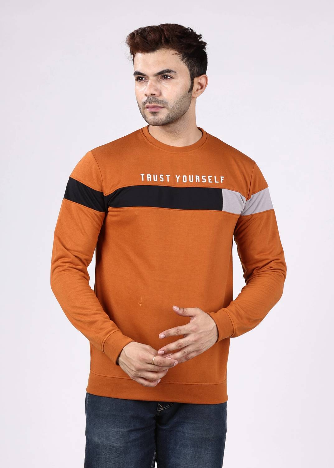 E-MAX Men Typography Crew Neck Polyester Multicolor T-Shirt