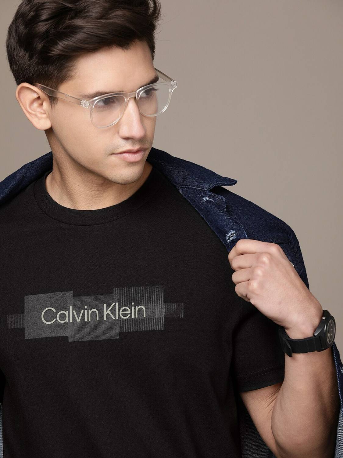 Calvin Klein Jeans Printed Men Round Neck Black T-Shirt