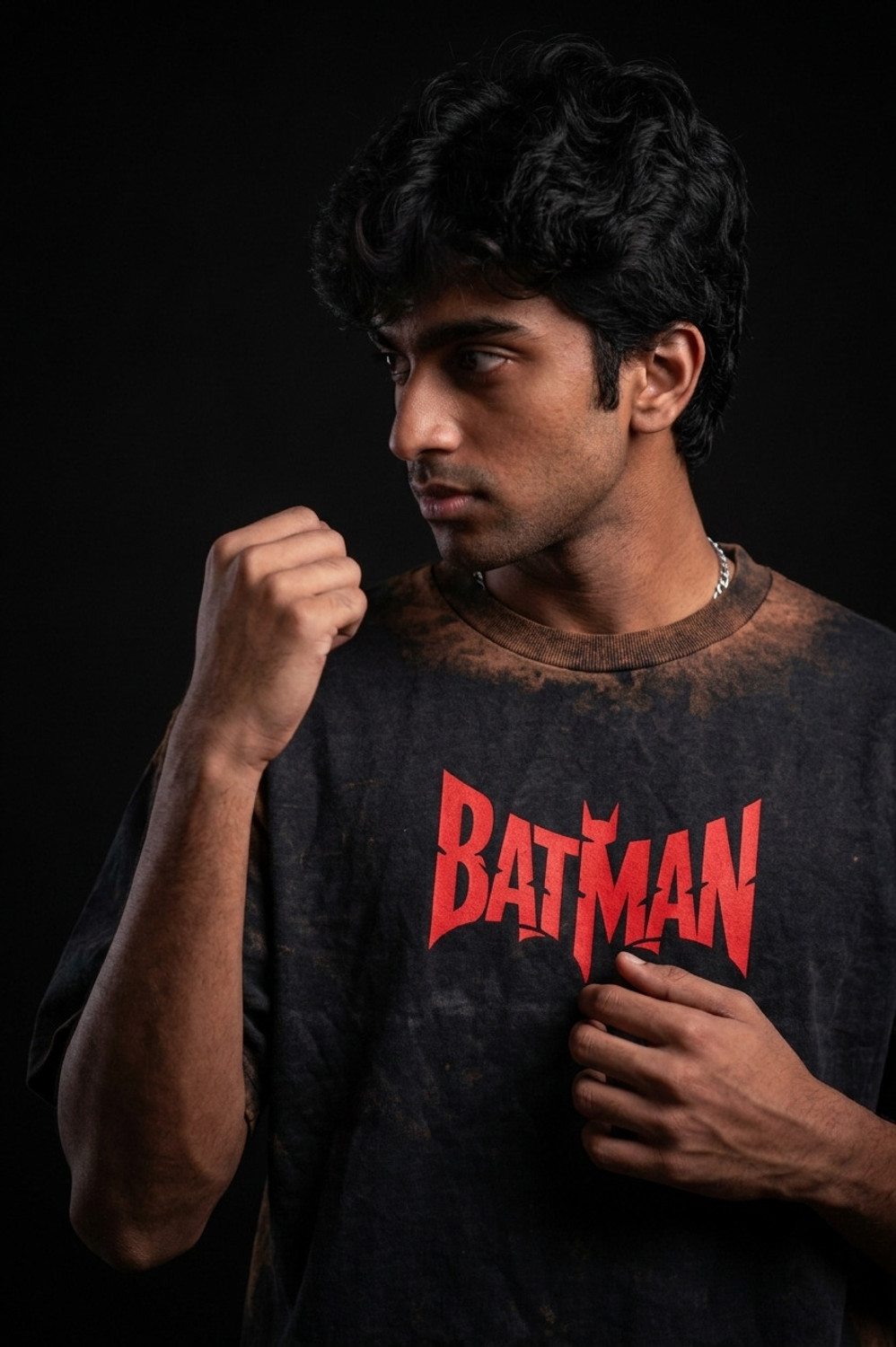 Image of Cloth Chemistry Superhero, Graphic Print Men Round Neck Black T-Shirt