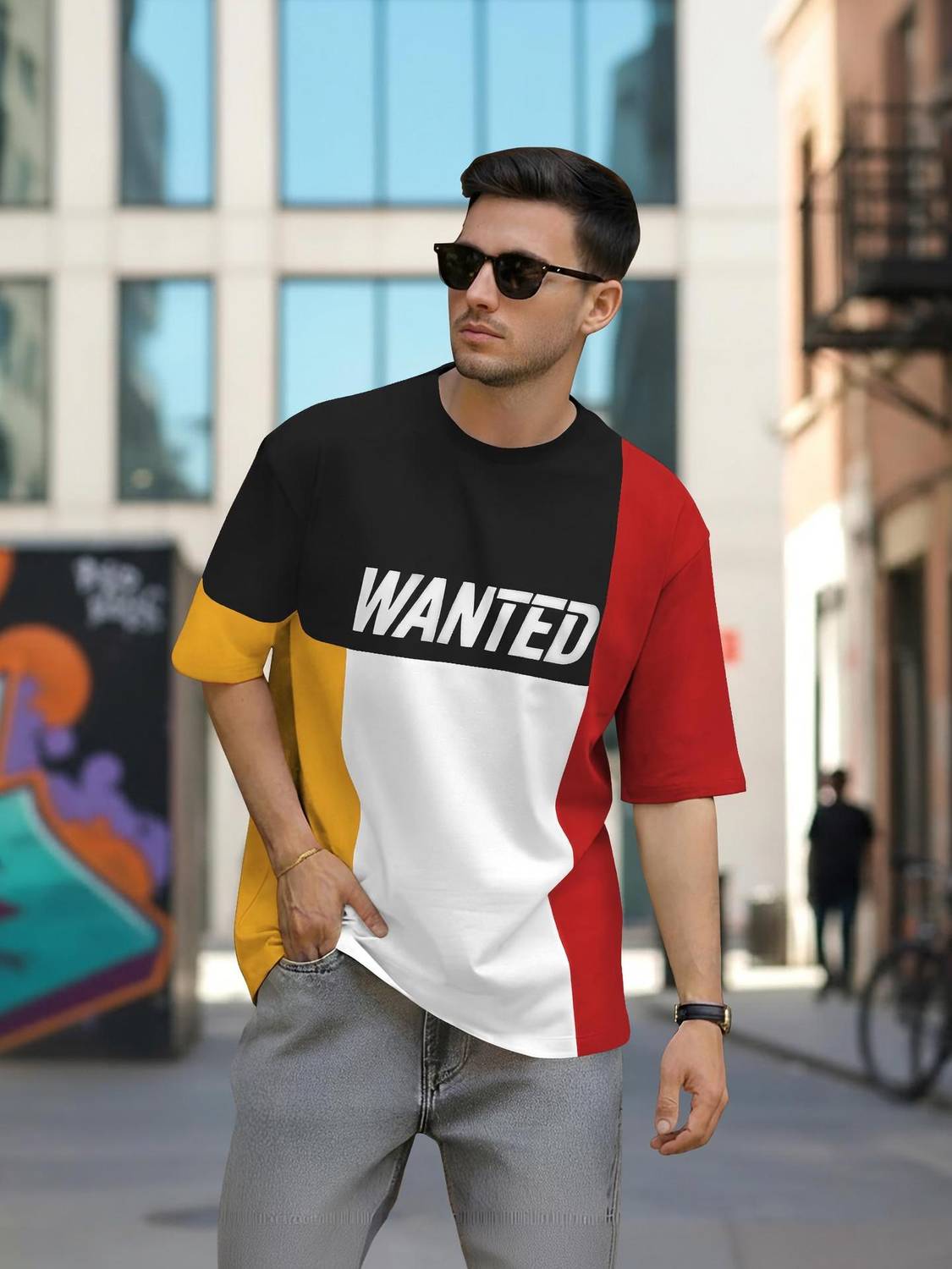 BEING WANTED Colorblock Men Round Neck Multicolor T-Shirt
