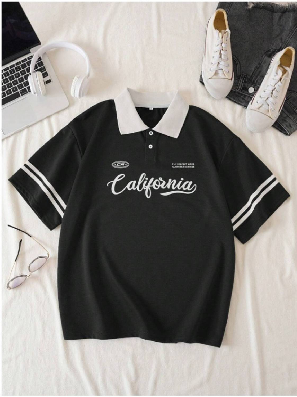 Hackmen Black Polo Neck T-Shirt - Image 1