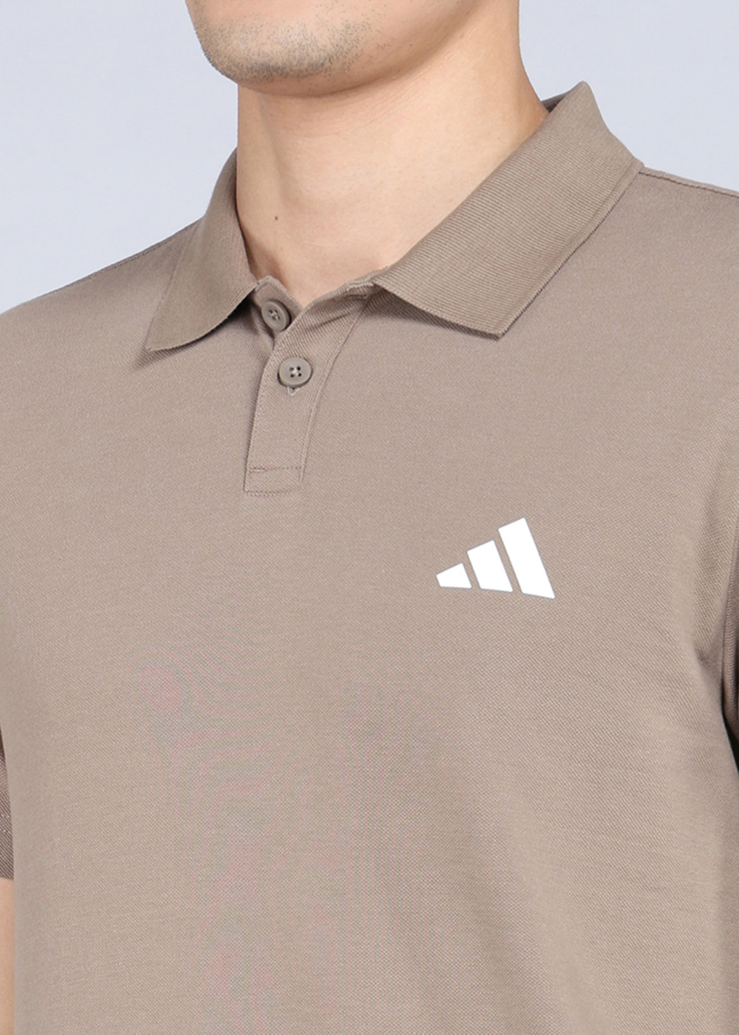 Image of ADIDAS Printed Men Polo Neck Beige T-Shirt