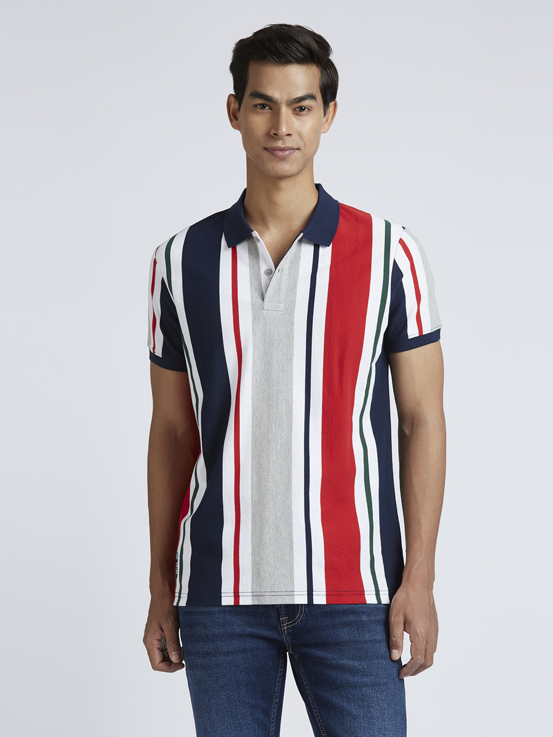 Image of Pepe Jeans Striped Men Polo Neck Red T-Shirt