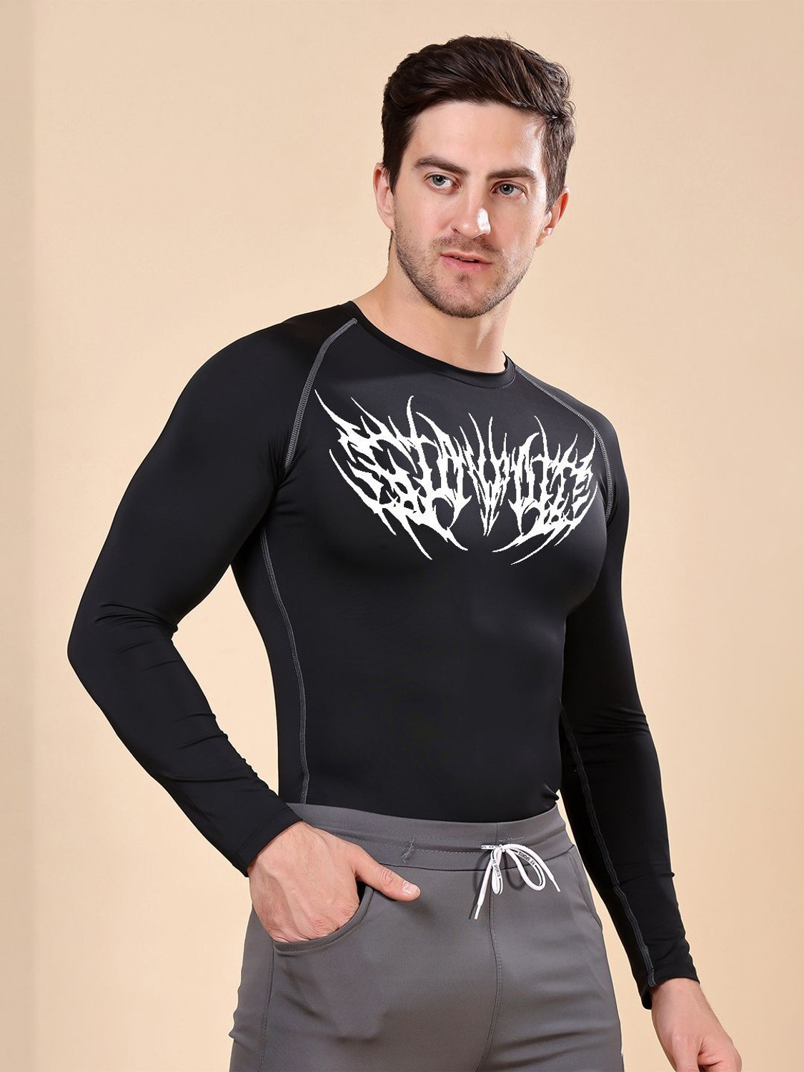 Image of FRISKERS Solid Men Round Neck Black T-Shirt
