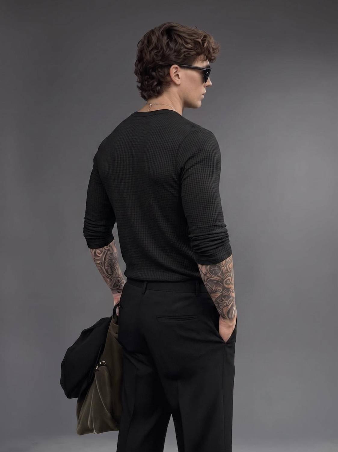 Rufica Men's Black Henley Neck T-Shirt - Image 2