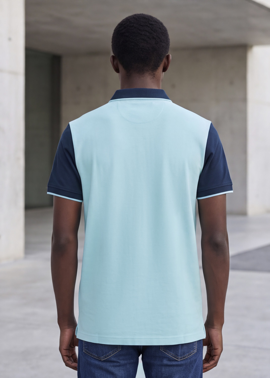Image of KILLER Solid Men Polo Neck Light Blue T-Shirt