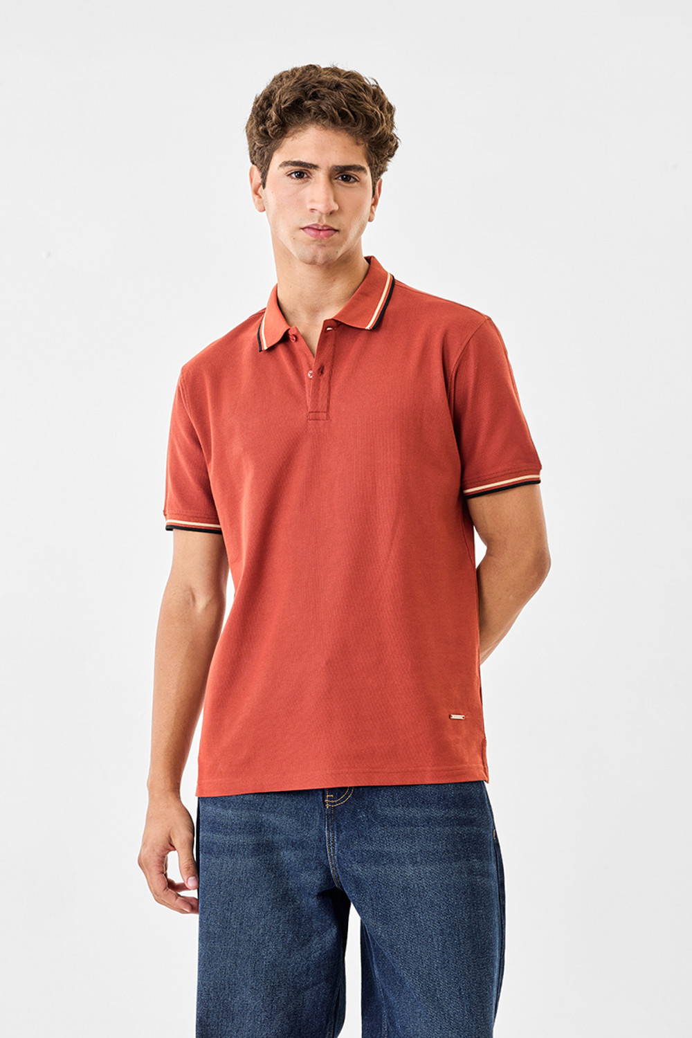 Image of Snitch Solid Men Polo Neck Pink T-Shirt